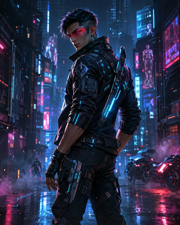 Crystal Field cyberpunk player character called Rift Runner